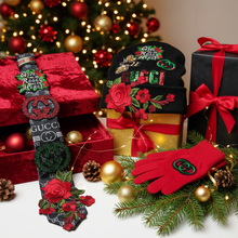 Load image into Gallery viewer, Blk, red &amp; green beanie
