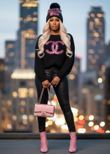 Load image into Gallery viewer, Blk and pink glam tobbagan
