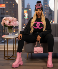 Load image into Gallery viewer, Blk and pink glam tobbagan

