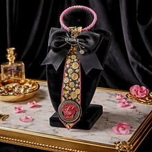 Load image into Gallery viewer, Blk, pink, and gold diva tie
