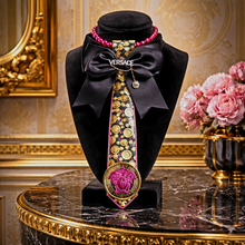 Load image into Gallery viewer, Blk, pink, and gold diva tie
