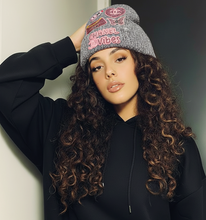 Load image into Gallery viewer, Silver and pink beanie
