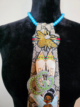 Load image into Gallery viewer, Diva Tie - Tan and Teal
