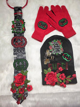 Load image into Gallery viewer, Blk, red &amp; green beanie
