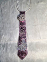 Load image into Gallery viewer, Metallic pink and silver bling diva tie
