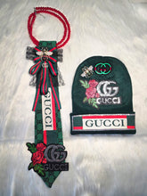 Load image into Gallery viewer, Green beanie and diva tie

