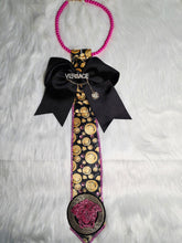Load image into Gallery viewer, Blk, pink, and gold diva tie
