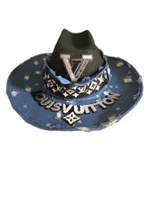 Load image into Gallery viewer, Denim &amp; Black cowgirl hat
