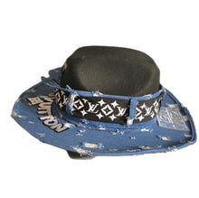 Load image into Gallery viewer, Denim &amp; Black cowgirl hat
