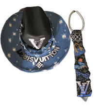 Load image into Gallery viewer, Denim and black diva tie
