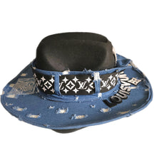 Load image into Gallery viewer, Denim &amp; Black cowgirl hat
