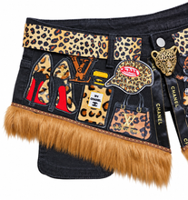 Load image into Gallery viewer, Leopard print denim belt
