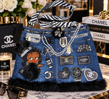 Load image into Gallery viewer, Denim and fur bag
