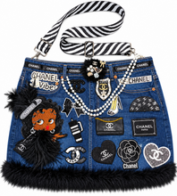 Load image into Gallery viewer, Denim and fur bag
