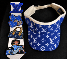 Load image into Gallery viewer, Blue &amp; white tie and visor
