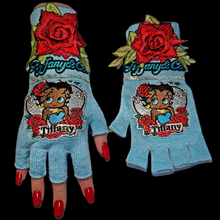 Load image into Gallery viewer, Teal fingerless gloves
