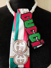 Load image into Gallery viewer, Red, green &amp; white diva tie
