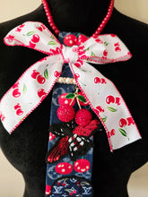 Load image into Gallery viewer, Denim cherry diva tie
