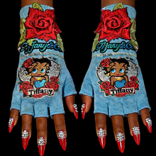 Load image into Gallery viewer, Teal fingerless gloves
