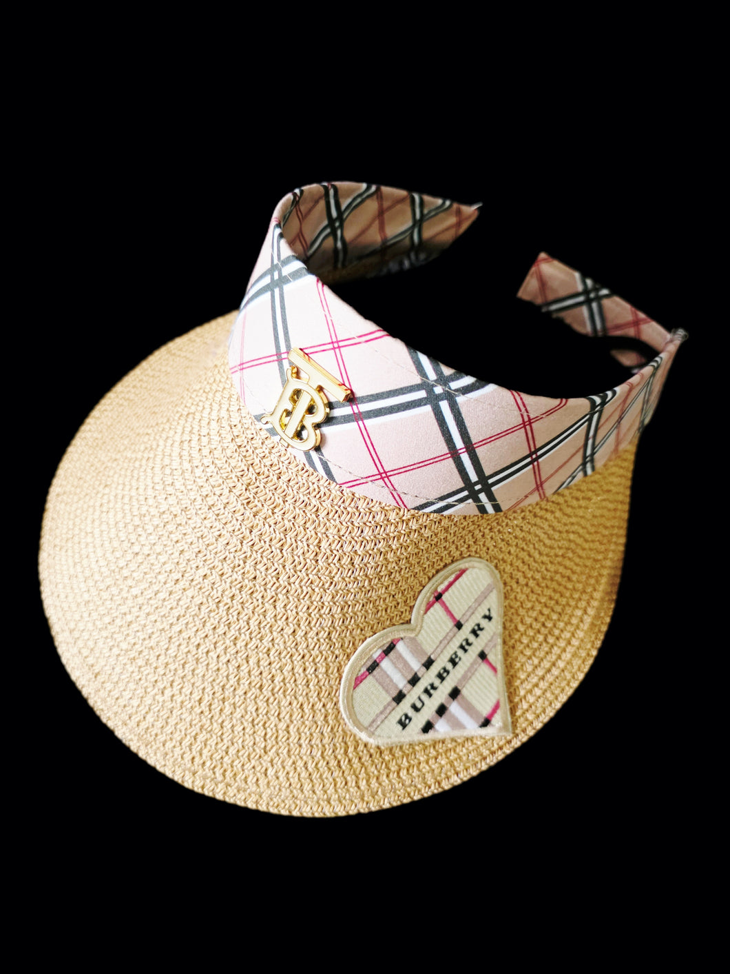 Tan plaid sun visor